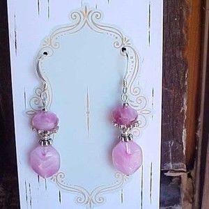 B2G1 Fancy Magenta Fuchsia Hot Pink Czech Art Glass Bead Earrings Mothers Day
